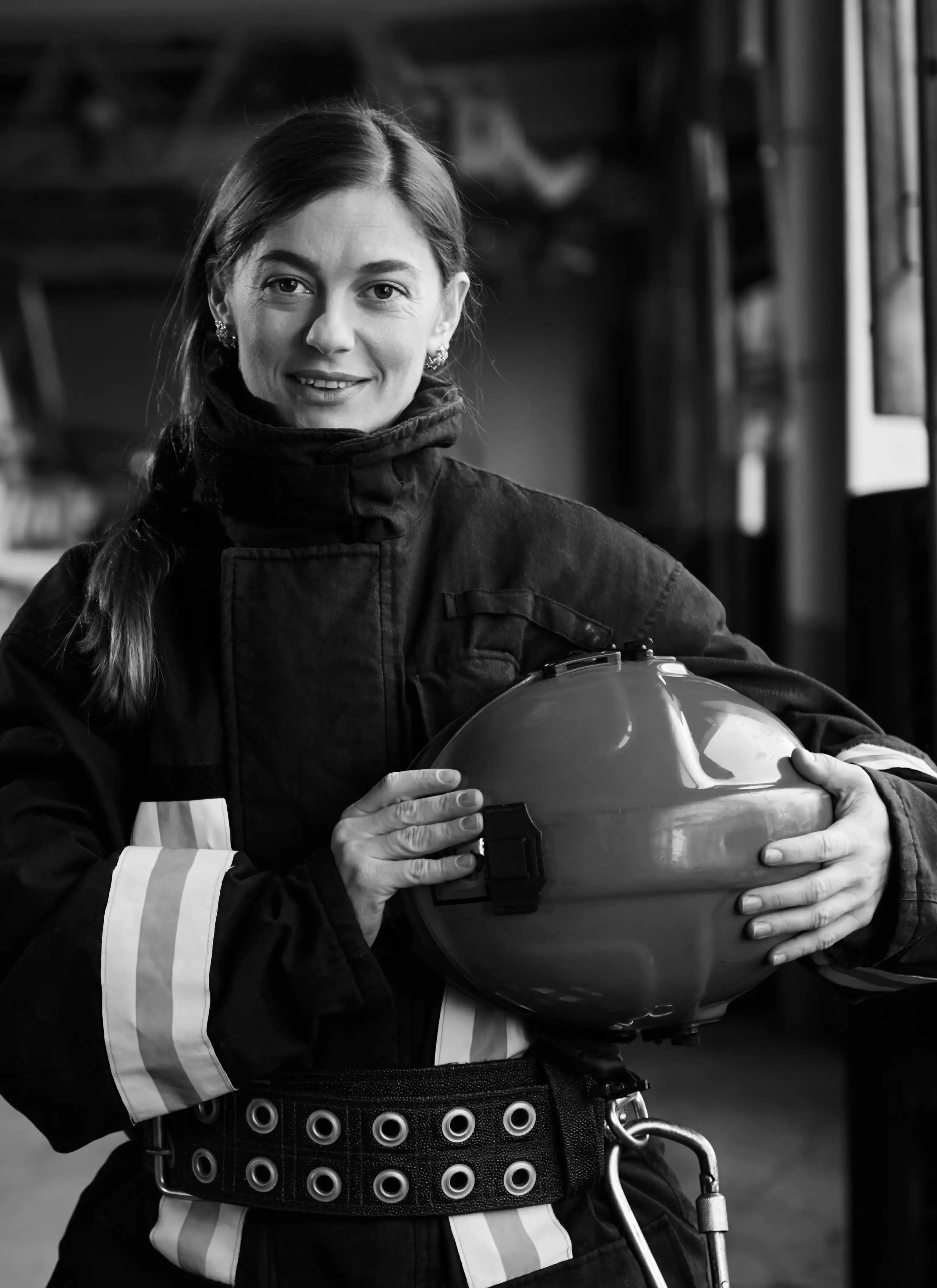 Pompière avec casque